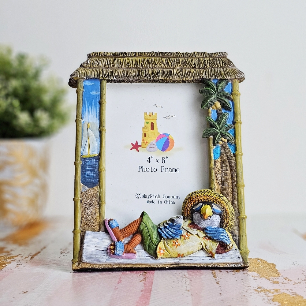 Vintage 3D MayRich Company Beach Summer Vacation Photo Frame Coastal Decor 4"x6"